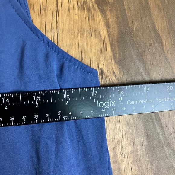 Ann Taylor LOFT Womens Blouse Blue Pleated Sleeveless Petite Small - Picture 6 of 10